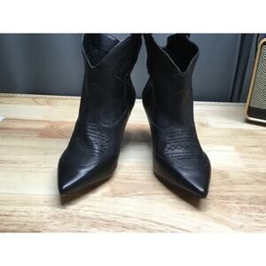 Jessica Simpson Nelda Western Cowboy Ankle Stiletto Booties 5M Black Leather